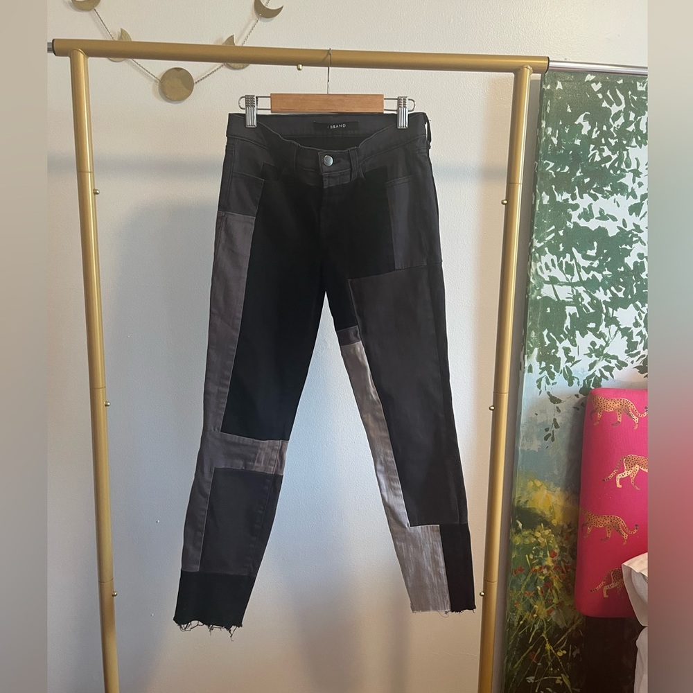 J BRAND Slick patchwork low rise skinny Jean size 26